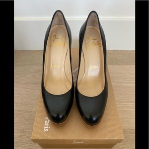 CHRISTIAN LOUBOUTIN Bruges Black Leather Platform Heel Pumps 5.5
